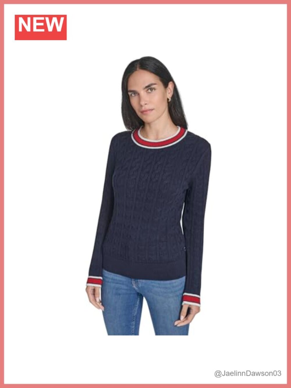 Long Sleeve Cable Knit Crewneck Pullover Sweater
